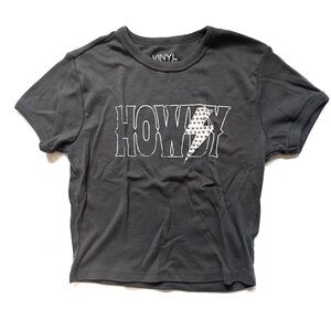 Vinyl Icons- women’s “Howdy” t shirt size small dark gray baby-tee